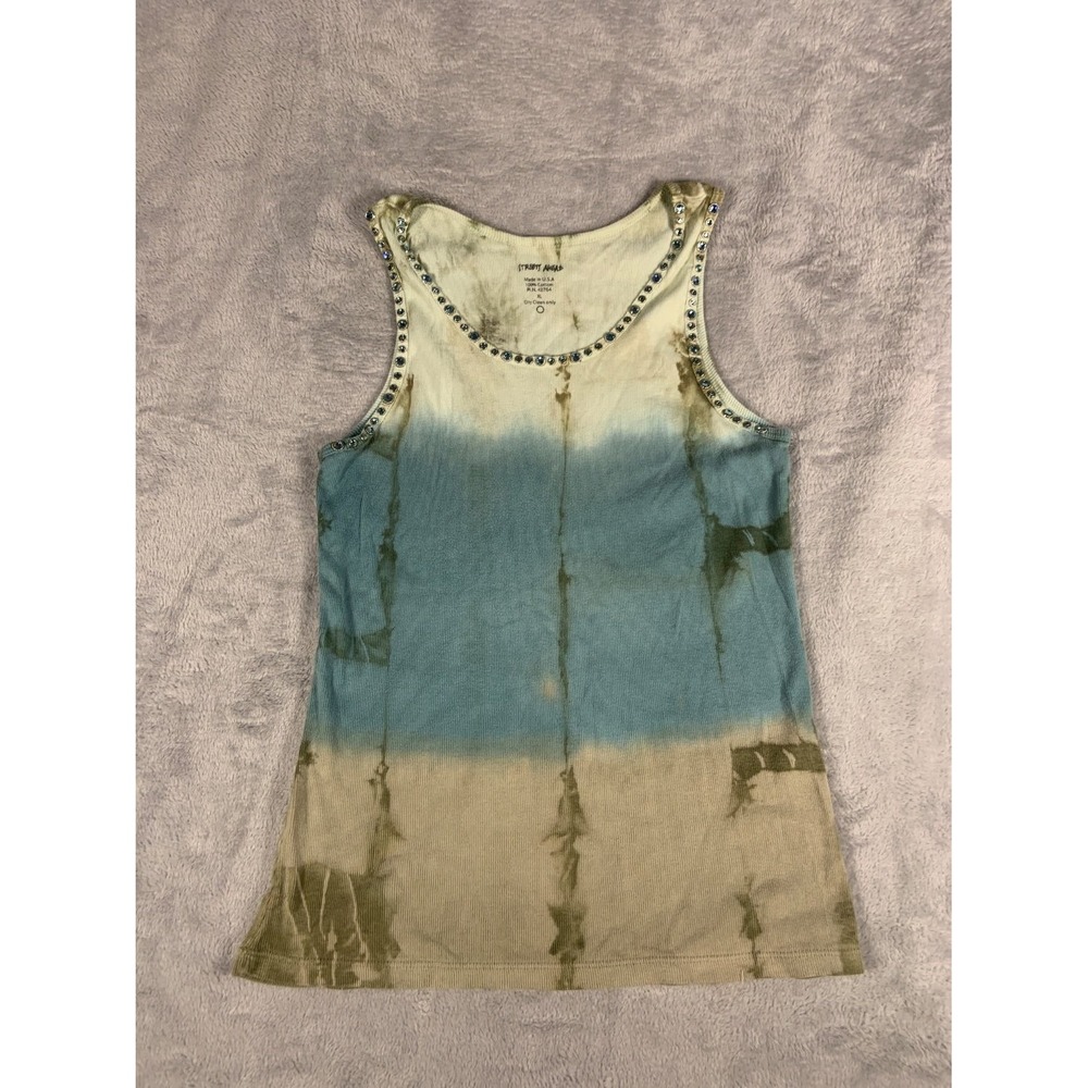 Vtg Y2K Street Angels Tank Top Womens XL Sleeveless Scoop Neck Rhinestone